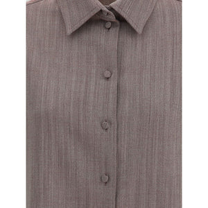 Golden Goose Brown Fleece Wool Dress Shirt