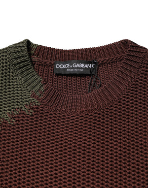 Dolce & Gabbana Multicolor Cotton Abstract Men Pullover Sweater