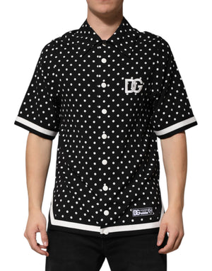 Dolce & Gabbana Black Polka Dot Short Sleeves Collared Polo T-shirt