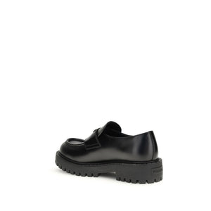 Prada Black Calf Leather Bos Taurus Slip-On Loafers