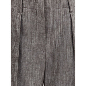 Brunello Cucinelli Brown Polyester Casual Pants