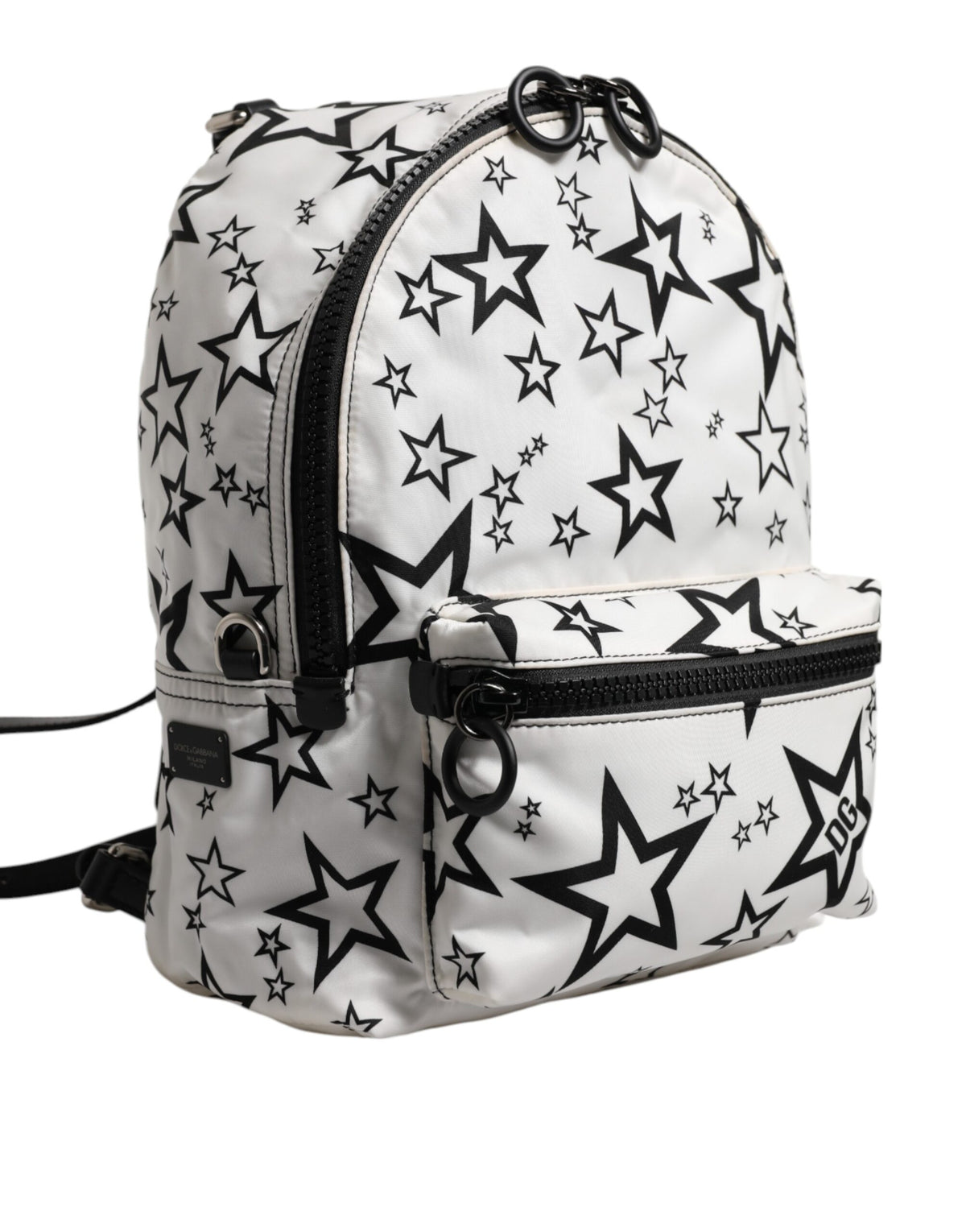 Dolce & Gabbana White DG Stars Print Nylon Travel Backpack Bag
