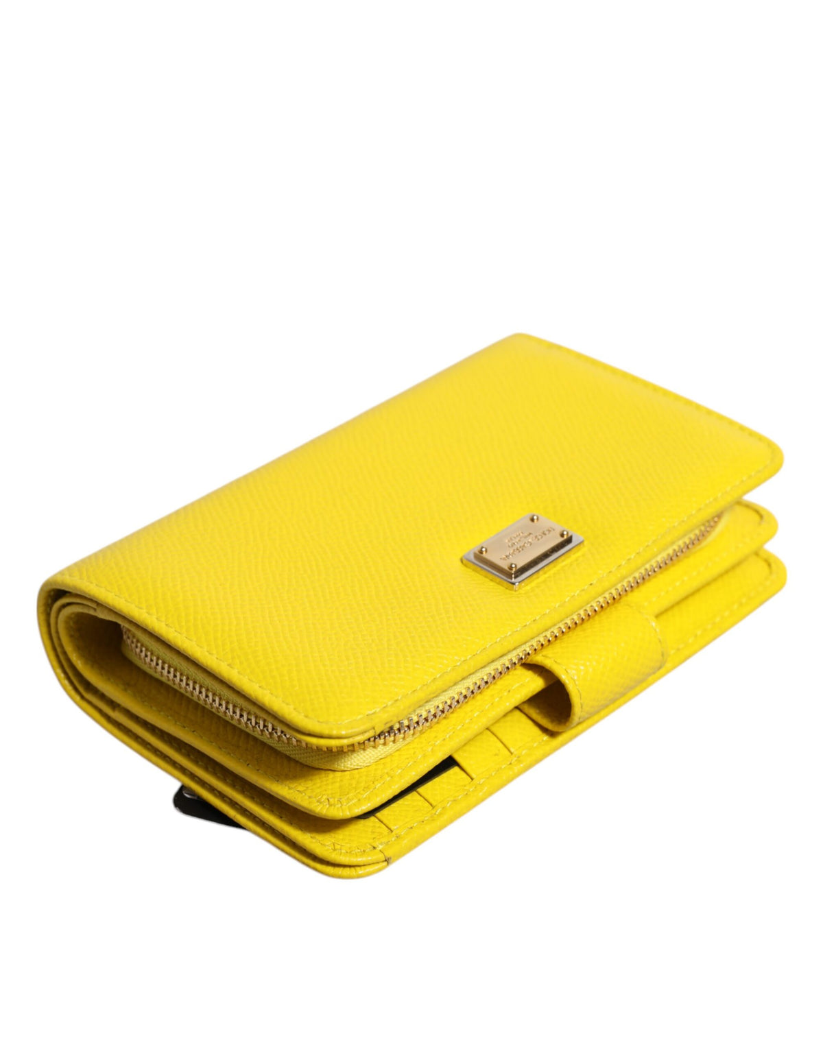 Dolce & Gabbana Yellow Leather Bifold Continental Clutch Wallet