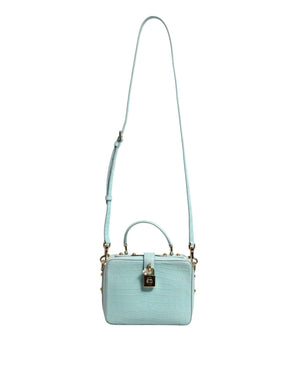 Dolce & Gabbana Mint Green Embossed Leather Padlock Shoulder Bag