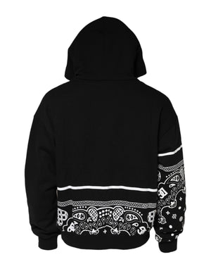 Dolce & Gabbana Black Bandana Hooded Men Sweatshirt Sweater