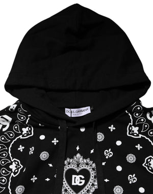 Dolce & Gabbana Black Bandana Hooded Men Sweatshirt Sweater