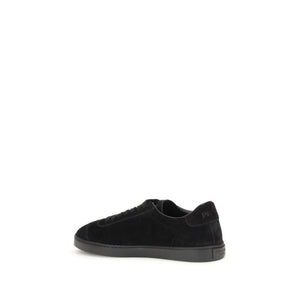 Prada Black Calf Leather Bos Taurus Low Top Sneakers