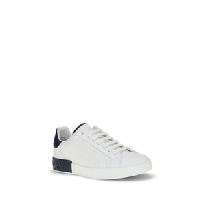 Dolce & Gabbana White Calf Leather Bos Taurus Low Top Sneakers