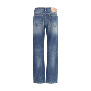 Prada Blue Cotton Straight-Leg Jeans