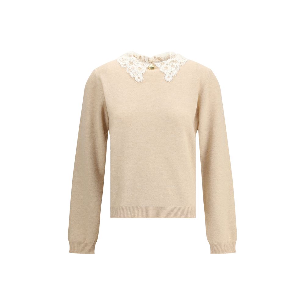 Fabiana Filippi Beige Fleece Wool Sweatshirt