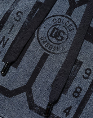 Dolce & Gabbana Blue Cotton Blend Hooded Sweatshirt Sweater