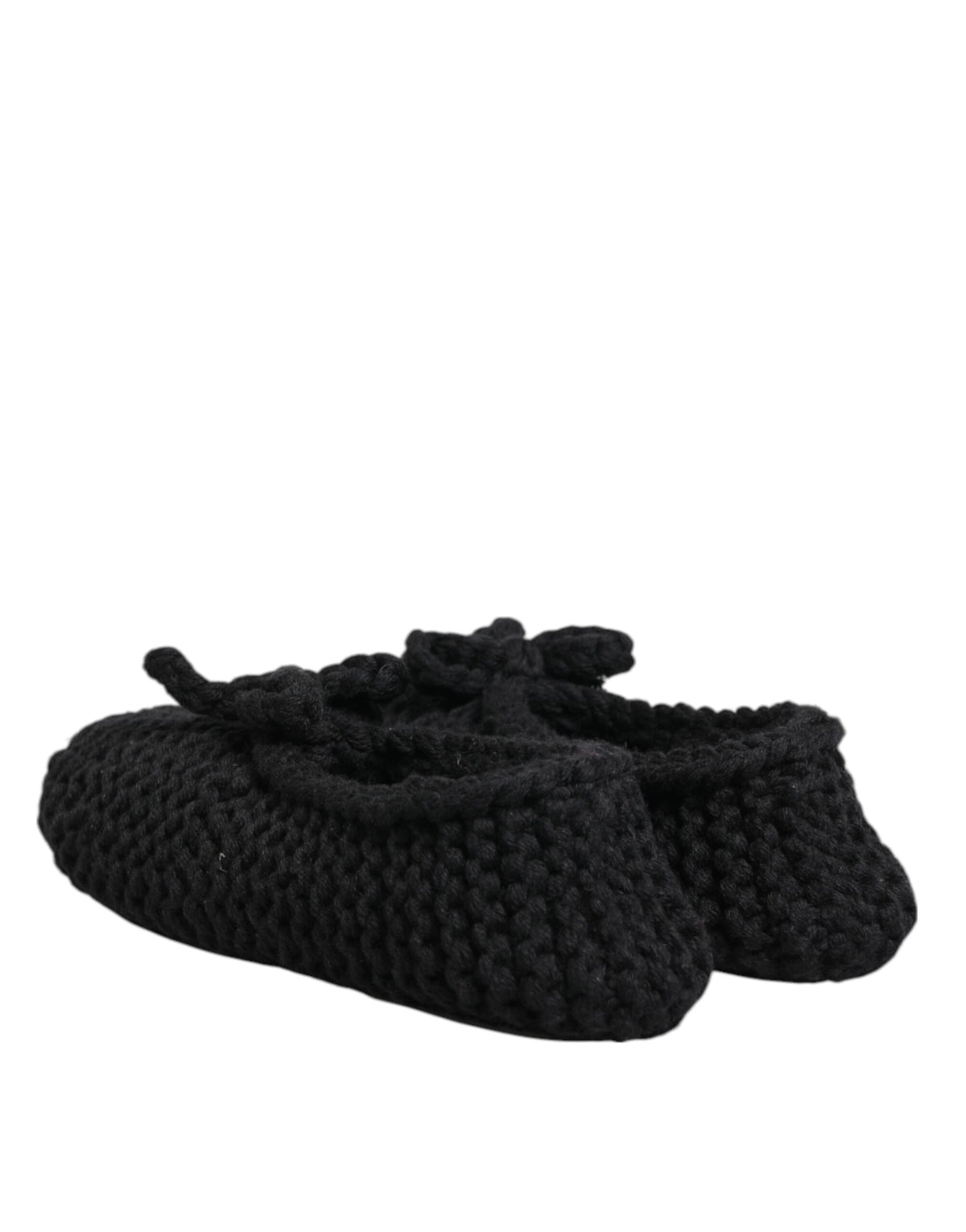 Dolce & Gabbana Black Wool Knit Slip On Ballerina Flats Shoes