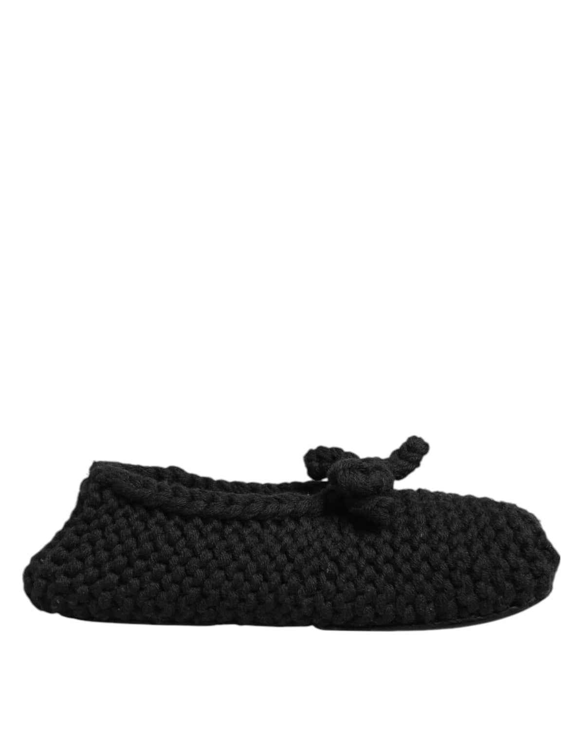 Dolce & Gabbana Black Wool Knit Slip On Ballerina Flats Shoes