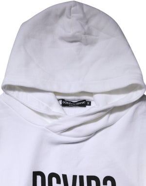 Dolce & Gabbana White DG Vib3 Hooded Men Sweatshirt Sweater