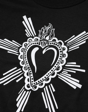 Dolce & Gabbana Black Sacred Heart Cotton Crew Neck T-shirt