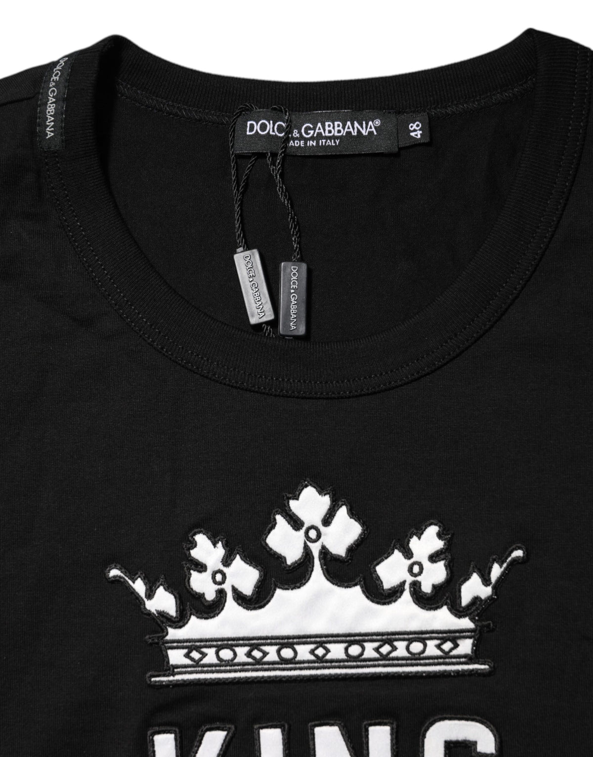Dolce & Gabbana Black DG King Crown Cotton Crew Neck T-shirt