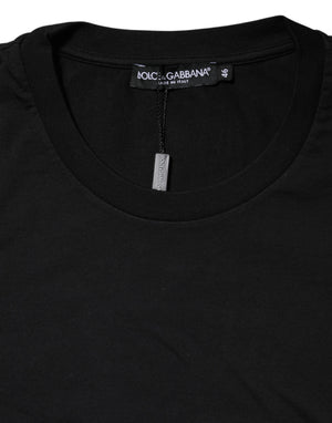 Dolce & Gabbana Black Logo Print Cotton Men Crew Neck T-shirt