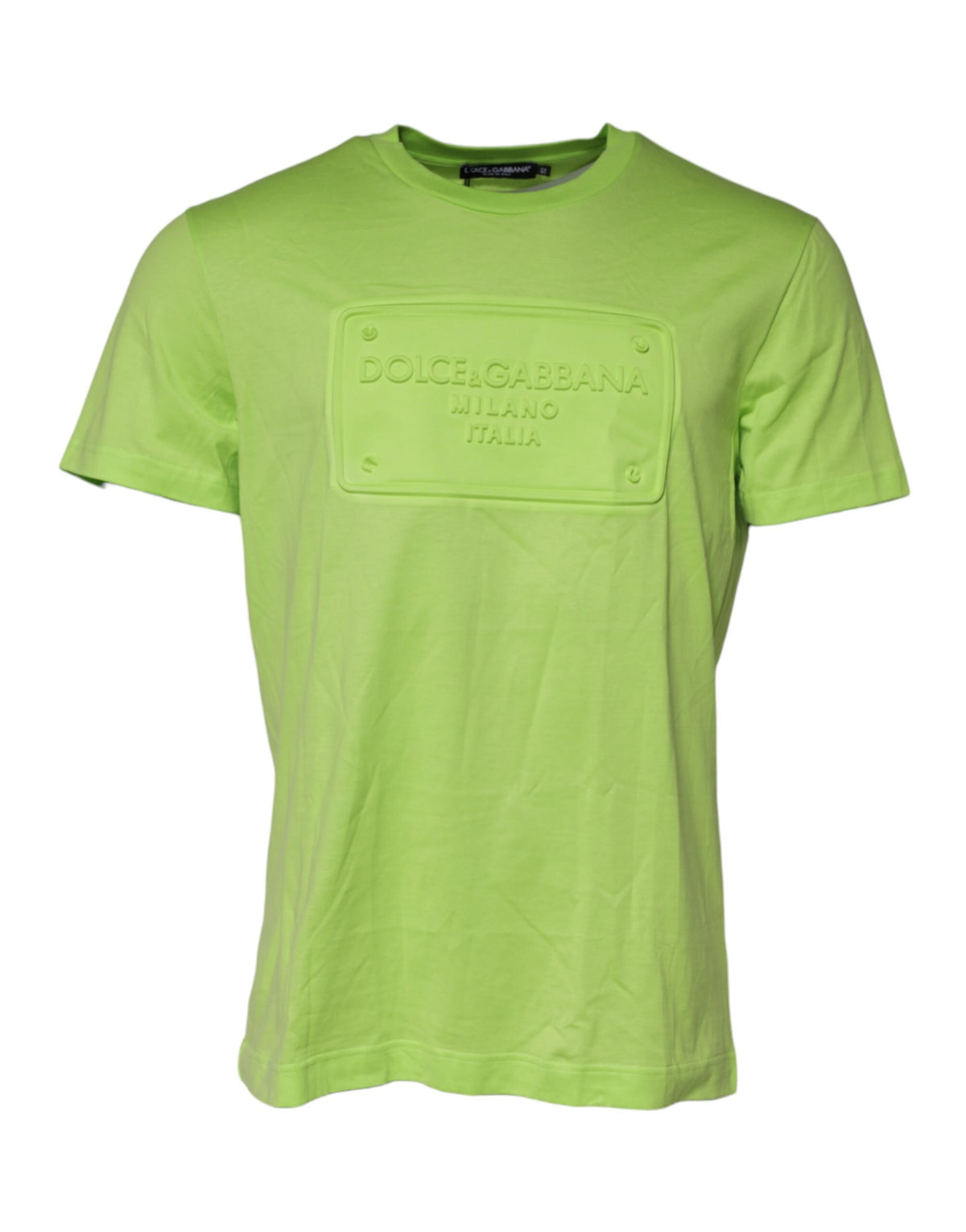 Dolce & Gabbana Green Embossed Logo Cotton Crew Neck T-shirt