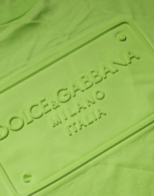 Dolce & Gabbana Green Embossed Logo Cotton Crew Neck T-shirt