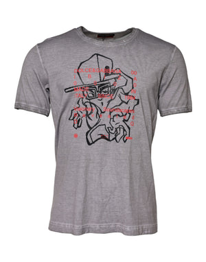 Dolce & Gabbana Gray Graphic Print Cotton Crew Neck T-shirt