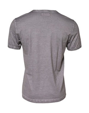 Dolce & Gabbana Gray Graphic Print Cotton Crew Neck T-shirt