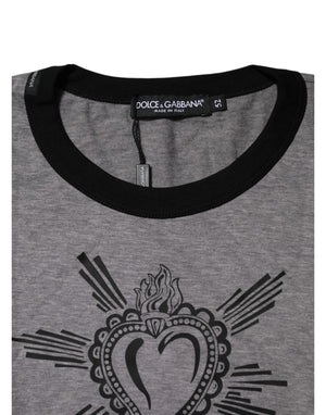 Dolce & Gabbana Gray Sacred Heart Cotton Crew Neck T-shirt