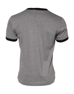 Dolce & Gabbana Gray Sacred Heart Cotton Crew Neck T-shirt