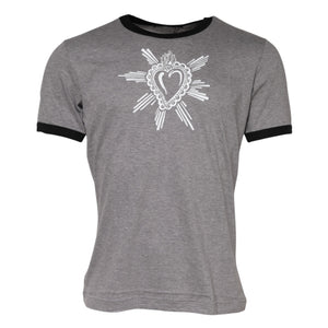 Dolce & Gabbana Gray Sacred Heart Cotton Crew Neck T-shirt