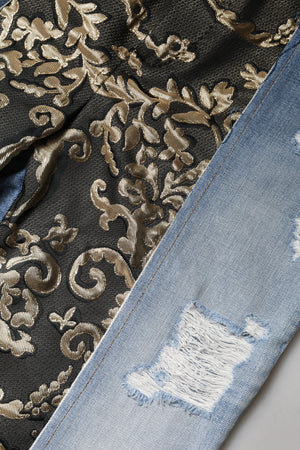 Dolce & Gabbana Multicolor Patchwork Tapered Denim Jeans