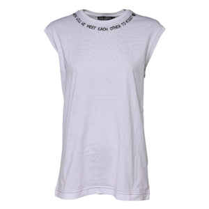 Dolce & Gabbana White Cotton Sleeveless Printed Tank T-shirt