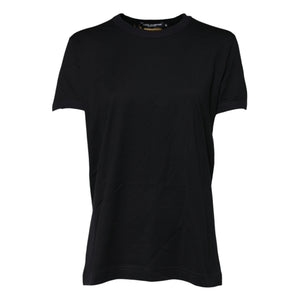 Dolce & Gabbana Black Cotton DG Print Short Sleeve Top T-shirt