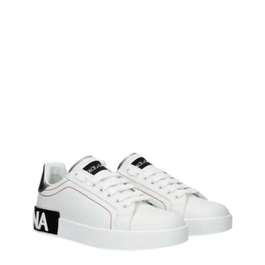 Dolce & Gabbana White Leather Low Top Sneakers