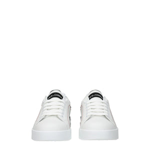 Dolce & Gabbana White Leather Low Top Sneakers