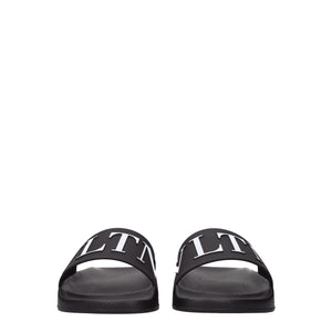 Valentino Garavani Black Cotton Slippers