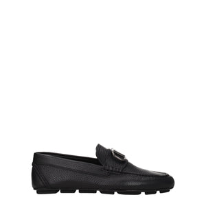 Valentino Garavani Black Leather Slip-On Loafers