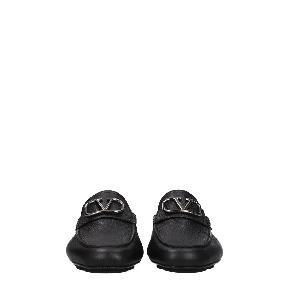 Valentino Garavani Black Leather Slip-On Loafers
