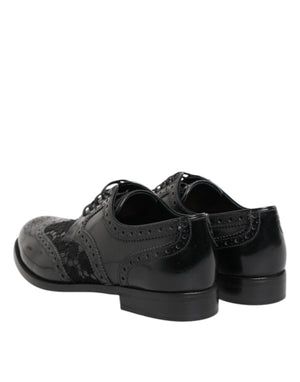 Dolce & Gabbana Black Leather Floral Lace Dress Formal Shoes