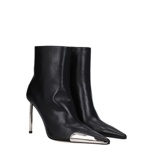 Off-White Black Leather Ankle Boots