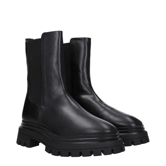 Stuart Weitzman Black Leather Ankle Boots