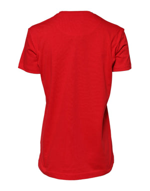 Dolce & Gabbana Red Cotton Crew Neck Short Sleeves Top T-shirt