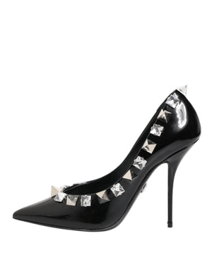 Dolce & Gabbana Black Crystals Studs Stiletto Pumps Shoes