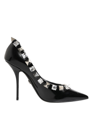 Dolce & Gabbana Black Crystals Studs Stiletto Pumps Shoes
