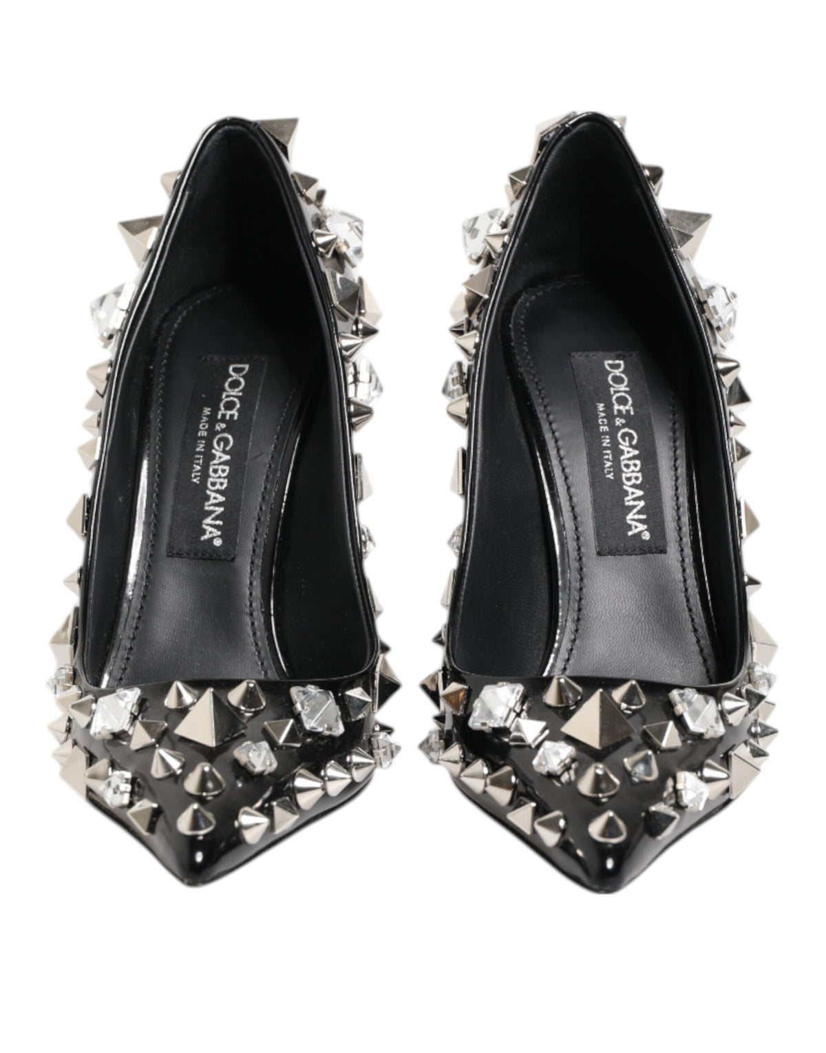 Dolce & Gabbana Black Crystals Studs Stiletto Pumps Shoes