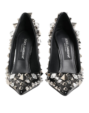 Dolce & Gabbana Black Crystals Studs Stiletto Pumps Shoes