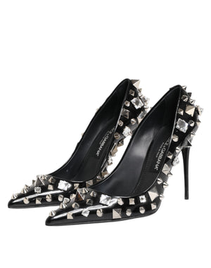 Dolce & Gabbana Black Crystals Studs Stiletto Pumps Shoes