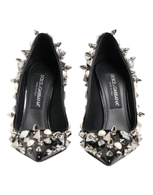 Dolce & Gabbana Black Crystals Studs Stiletto Pumps Shoes