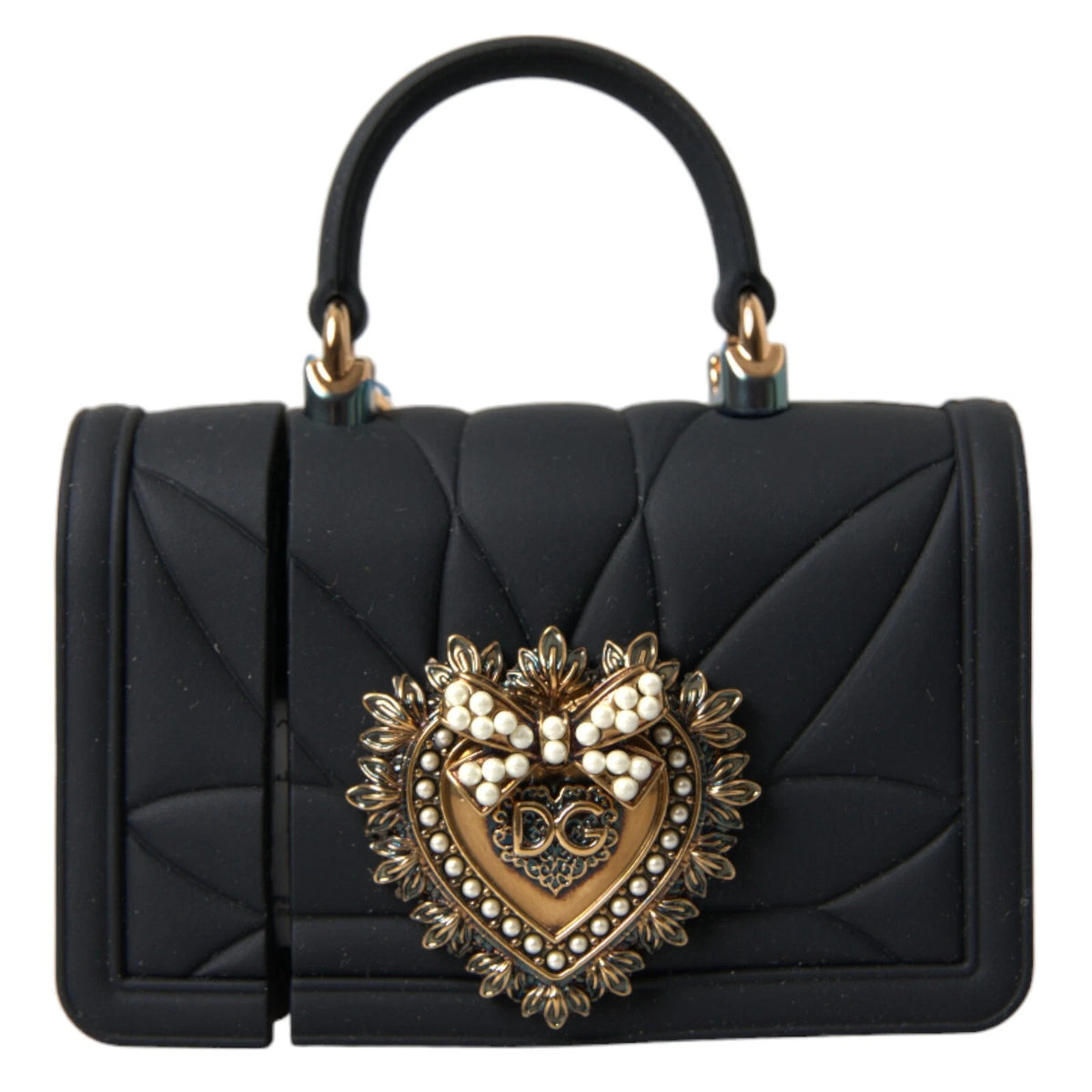 Dolce & Gabbana Case Black Silicone Devotion Heart Cover Hand Bag Airpod