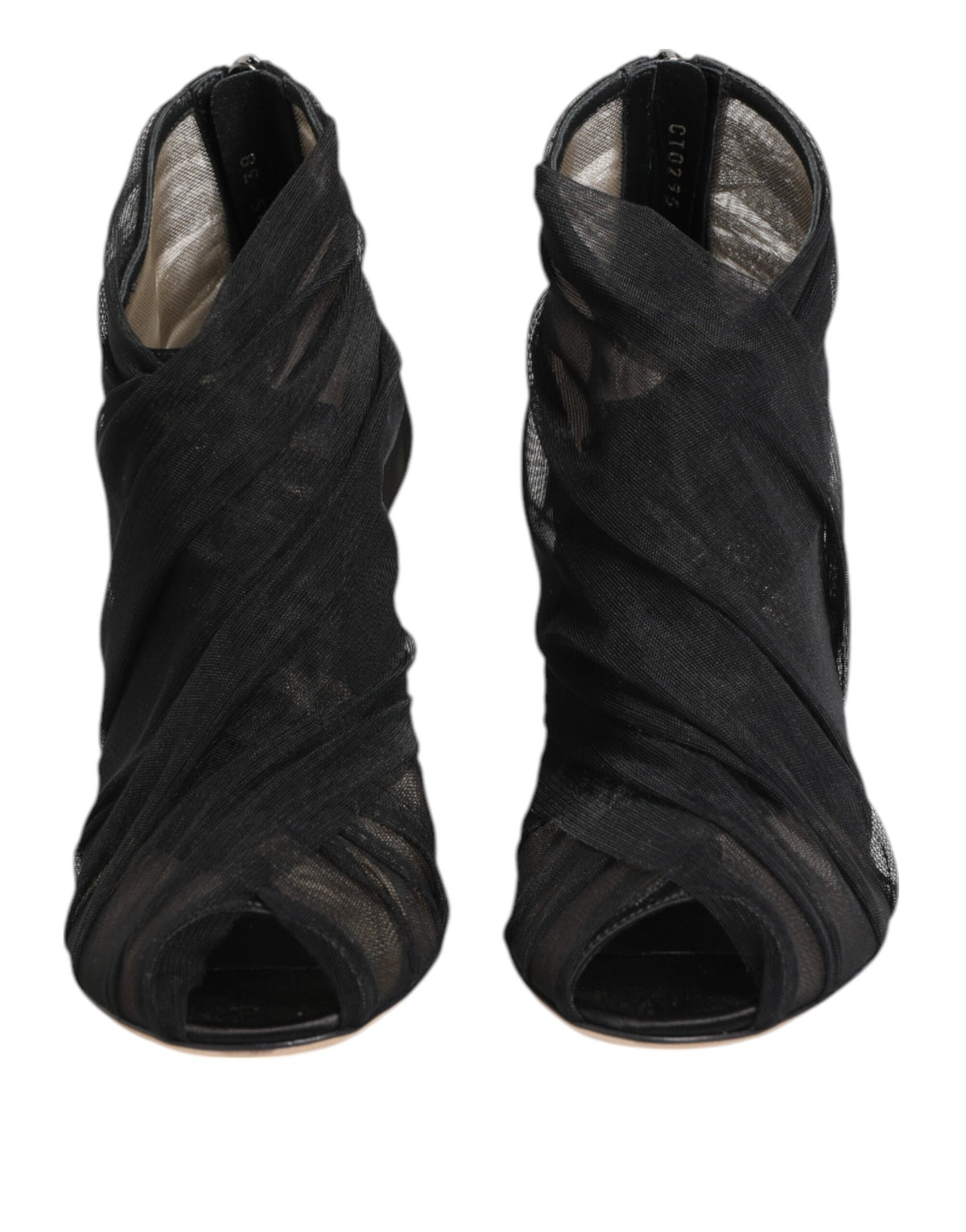 Dolce & Gabbana Black Mesh Stiletto Heels Ankle Boots Shoes