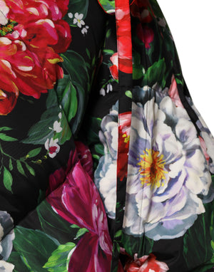 Dolce & Gabbana Multicolor Floral Hooded Puffer Coat Jacket