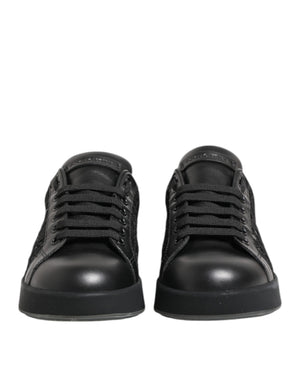 Dolce & Gabbana Black Floral Lace Low Top Sneakers Shoes